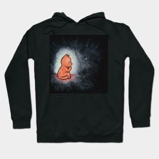 sad cat in the dark illustration Hoodie